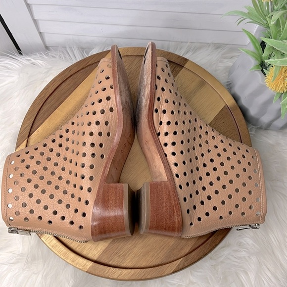 LOEFFLER RANDALL Lone Leather Open Toe Boot Bootie Neutral Back Zip Bohemian 7.5 - Picture 11 of 13